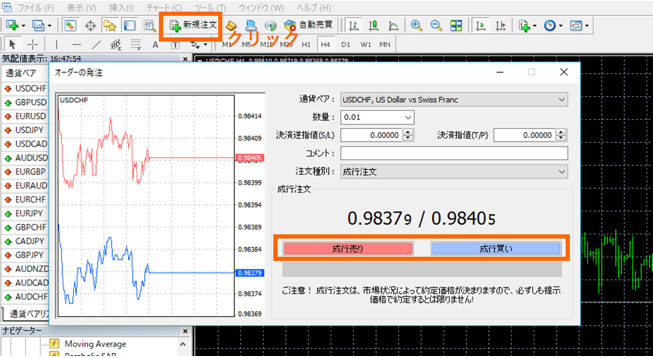 XMのMT4の注文の出し方