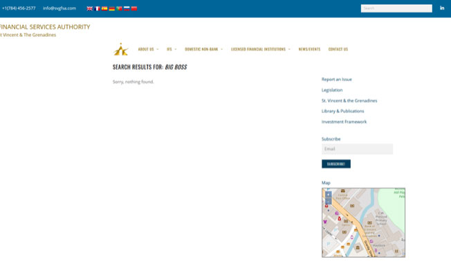 セントビンセント・グラナディーン金融庁でビッグボスを検索してみたところ