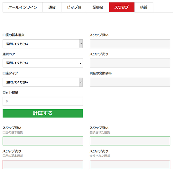 スワップ計算ツール