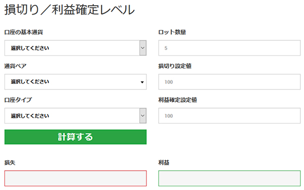 損切り/利益確定レベル