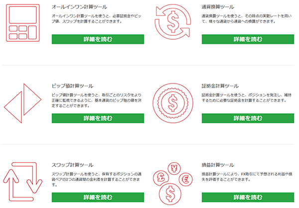 XMの6種類の計算ツール