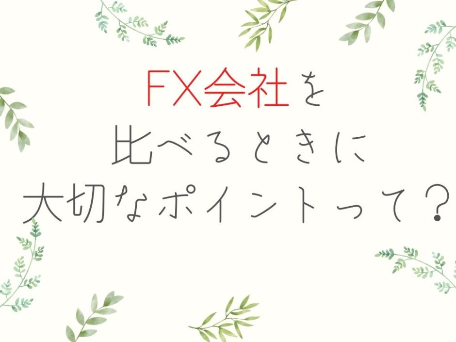 FX会社を比較するときに重視するポイント