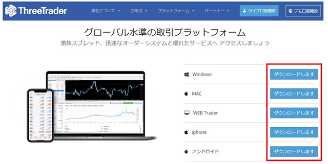 スリートレーダーの取引プラットフォーム一覧