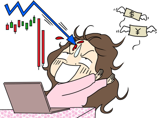 株価下落でお金を失う女性