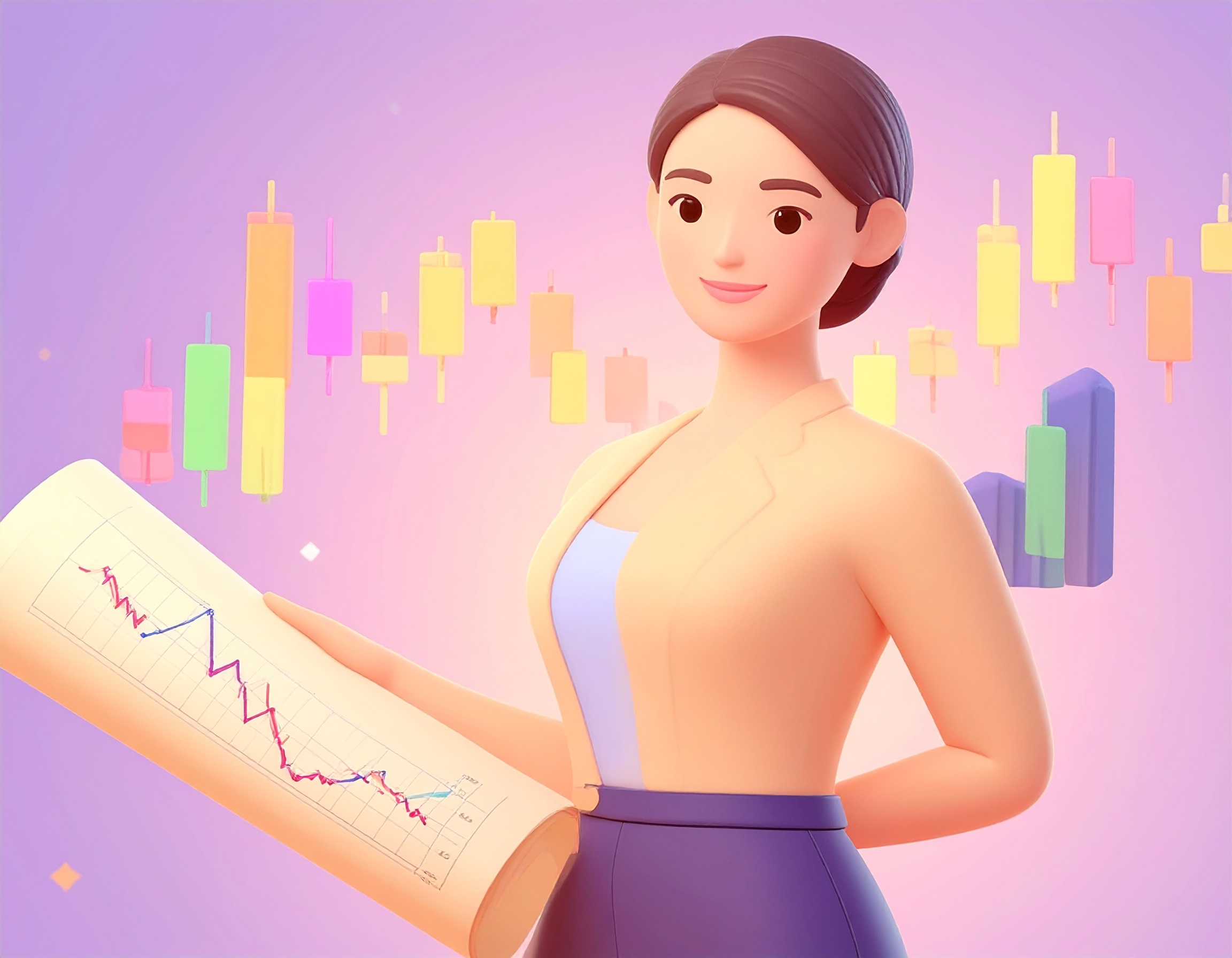 FXトレードの設計図を手に持つ女性