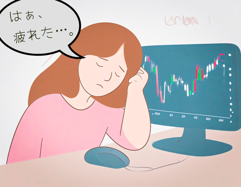 FXトレードに疲れ果てている女性