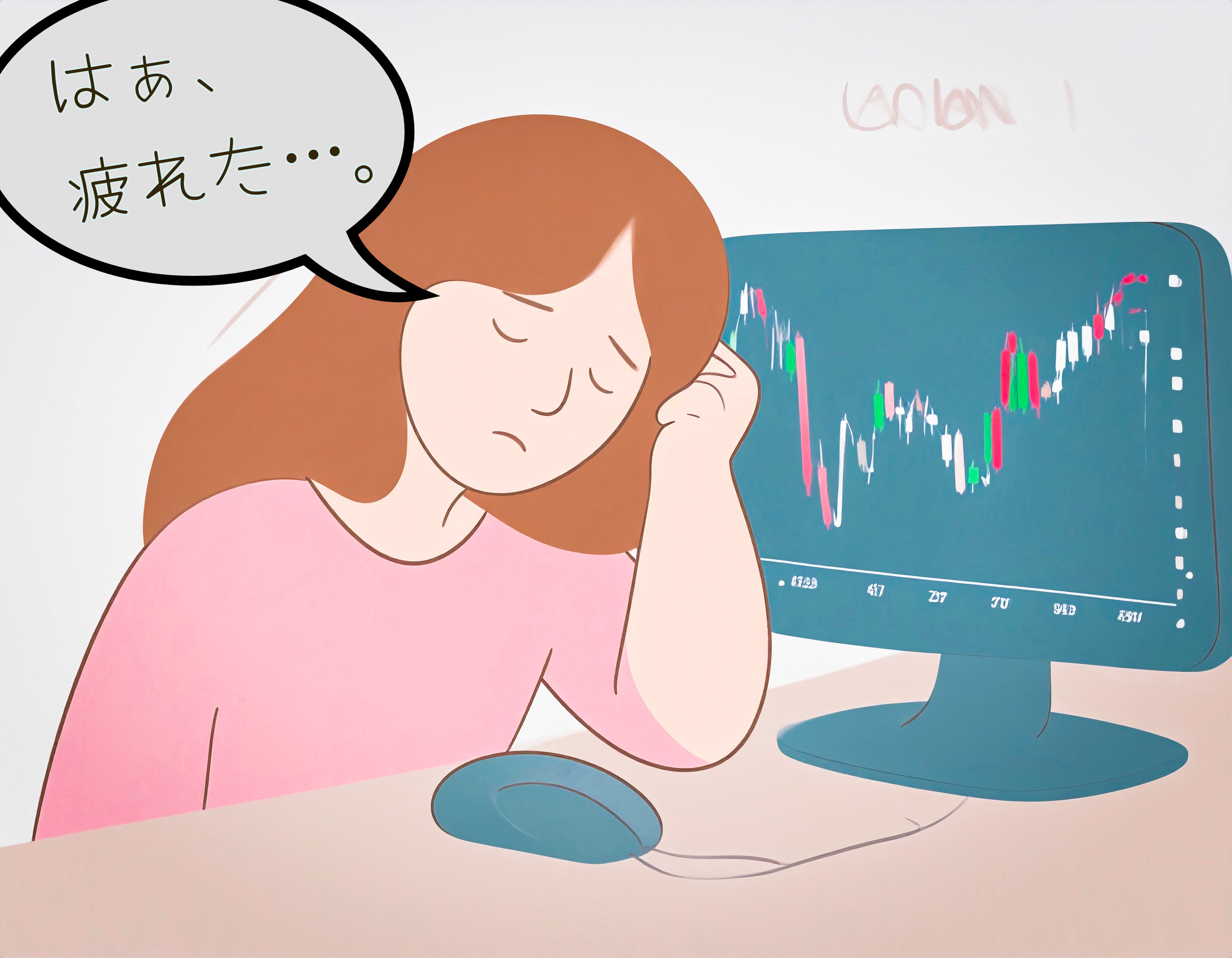 FXトレードに疲れ果てている女性