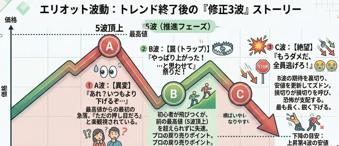 エリオット波動の「修正3波」をかみ砕いて解説
