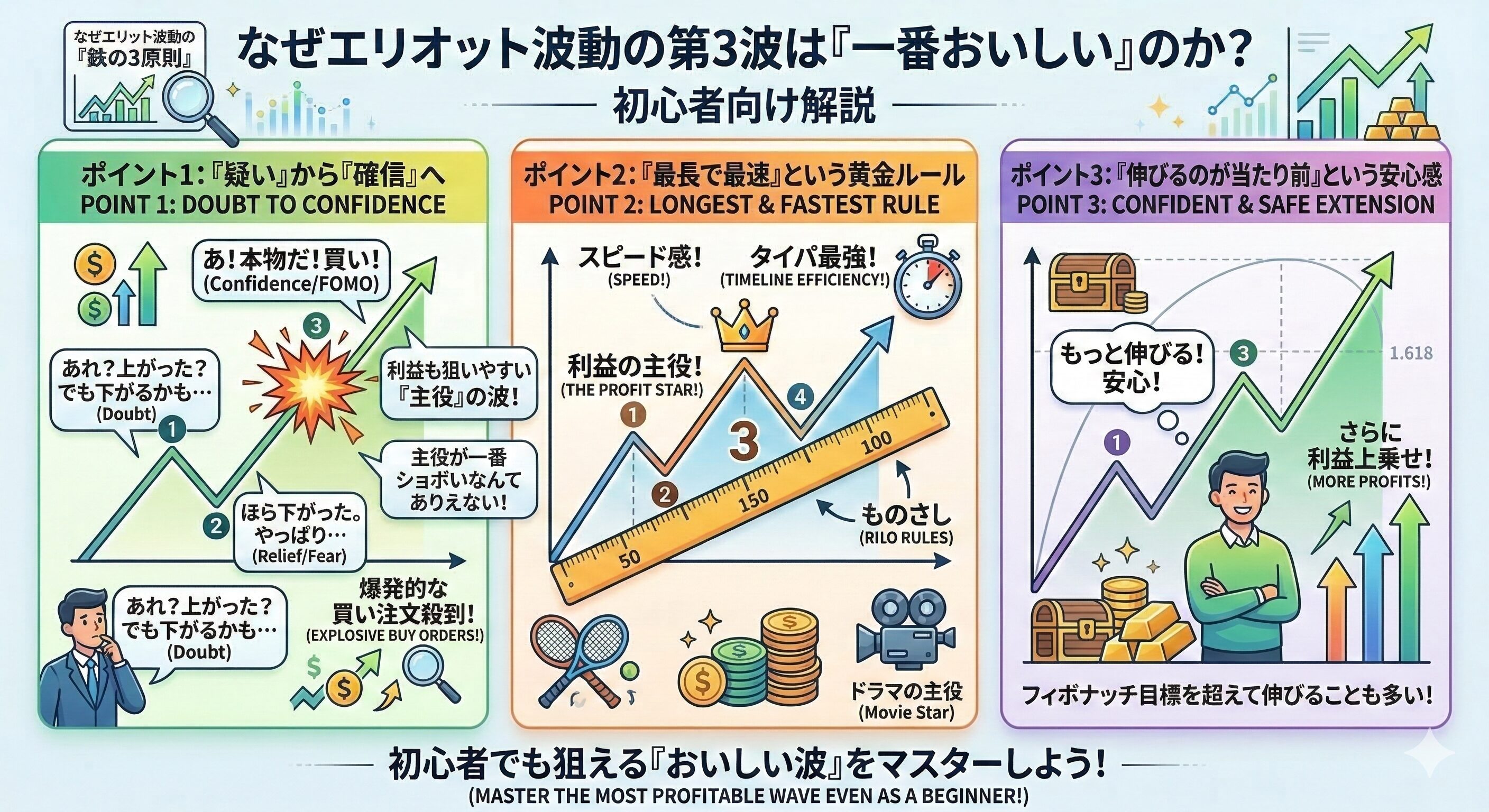 エリオット波動の3波を狙うべき3つの理由