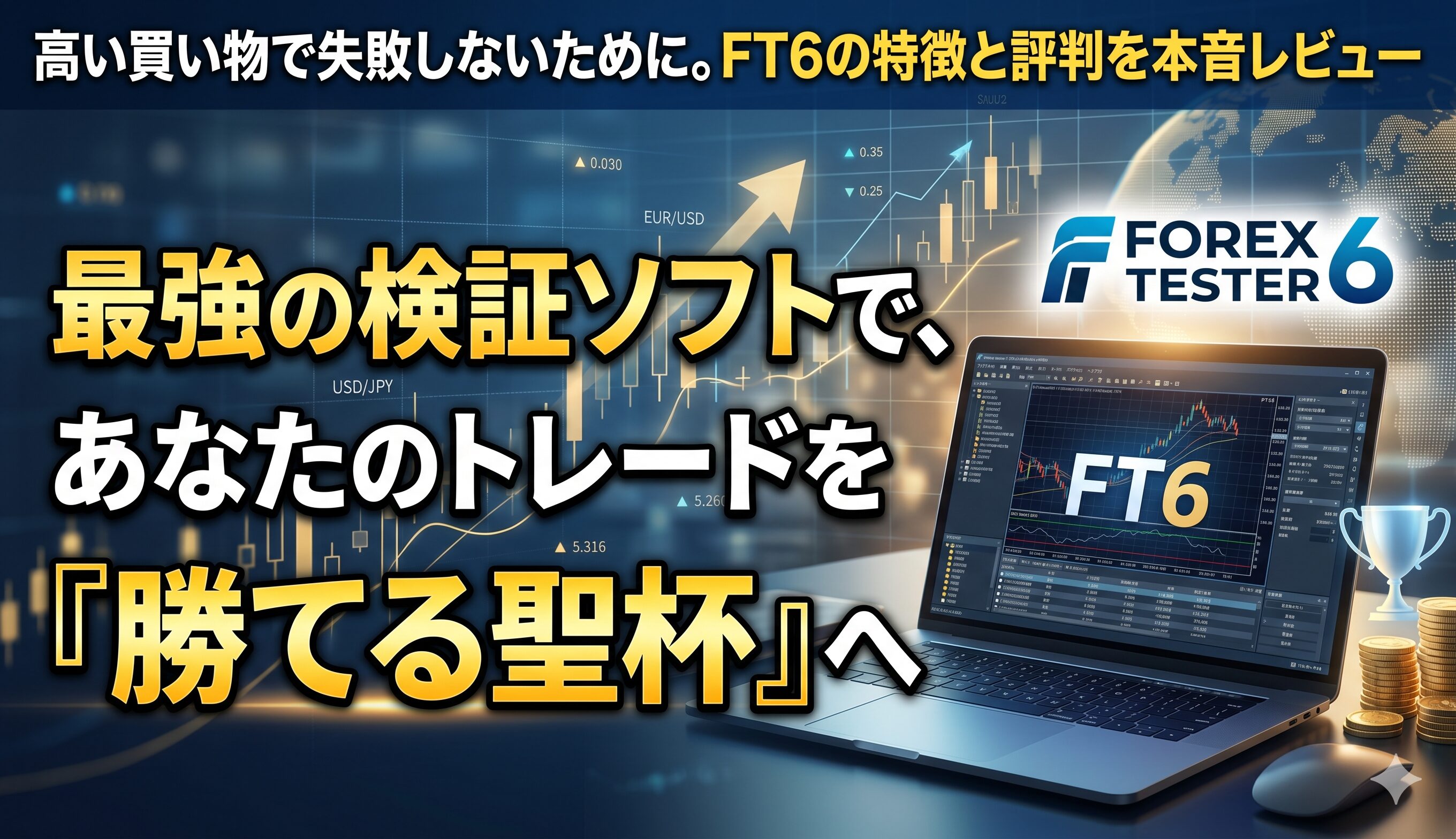 高い買い物で失敗しないために。FT6の特徴と評判を本音レビュー　最強の検証ソフトで、あなたのトレードを『勝てる聖杯』へ　　