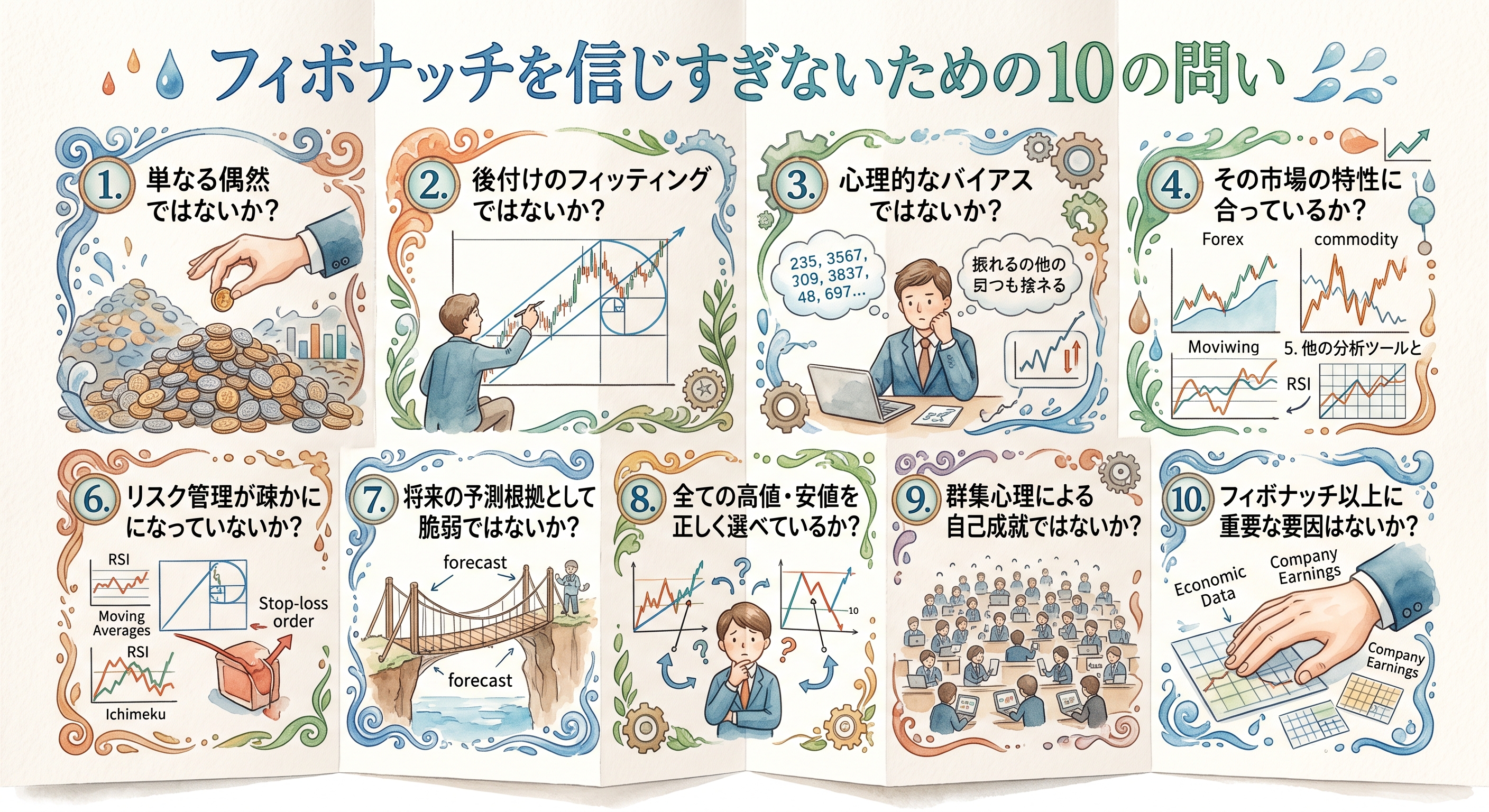 フィボナッチリトレースメントって?引き方や使い方を徹底解説! フィボナッチを信じすぎないための10の問い