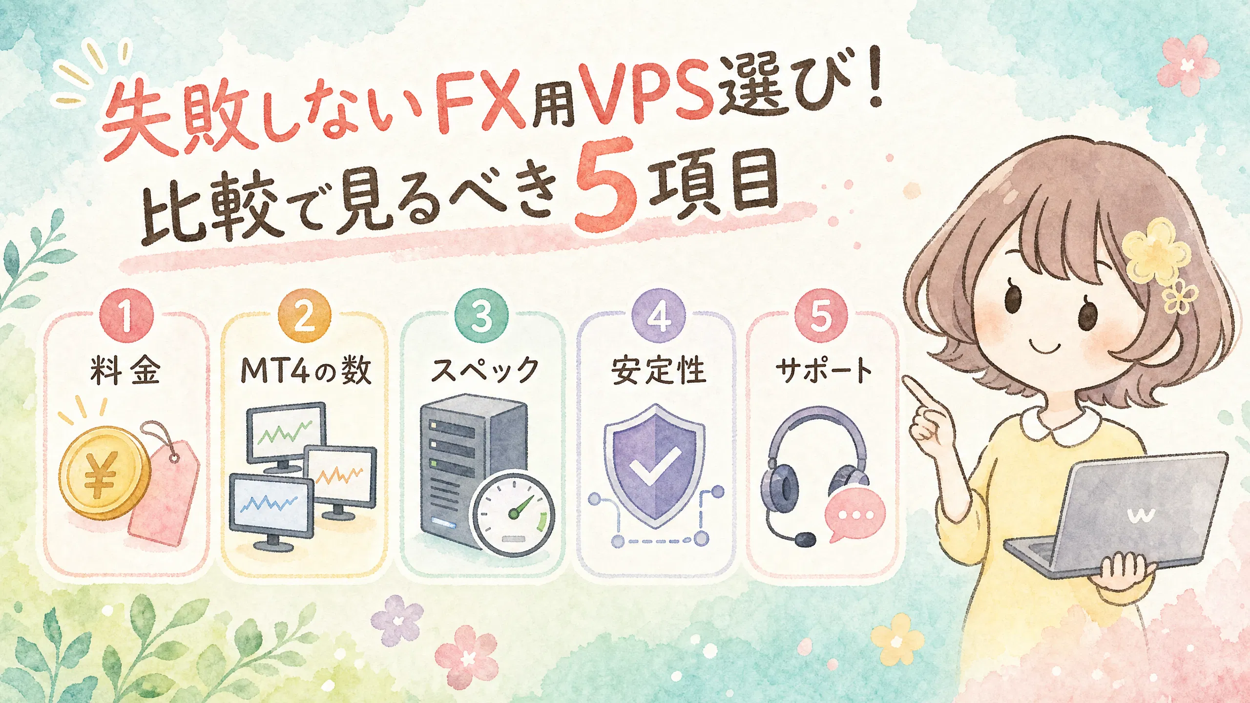 【2026年】FX用VPSサーバー比較|料金プラン・MT4の数・サポートを7社徹底比較! FX用VPS選びで比較するべき5項目